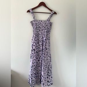 Heartloom Smocked Purple Print Adjustable strap full length Dress